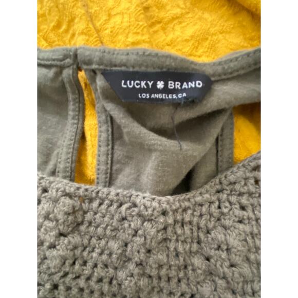 Lucky Brand Women's S Olive Green Crochet Lace Relaxed Tank Top - Picture 5 of 8